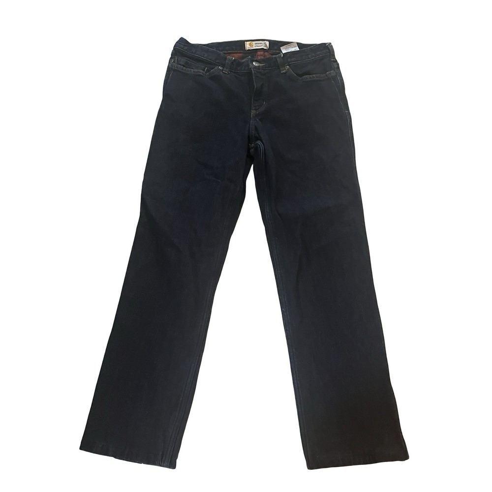 Carhartt Women's Size 10 Original Fit Straight Leg Dark Wash Blanket Lined